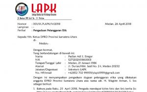BK DPRDSU  Dianggap Tak Berfungsi, LAPK Laporkan Ketua DPRDSU ke Ombudsman
