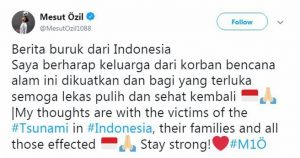 Tsunami Selat Sunda, Mesut Ozil Sampaikan Duka Cita Lewat Twitter Pribadinya