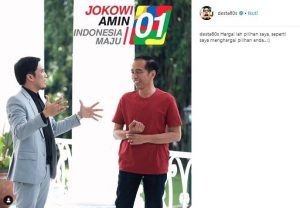 Dukung Jokowi di Pilpres 2019, Ini yang Disampaikan Desta Pada Penggemarnya