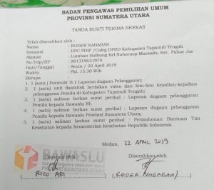 Caleg PDI-P Adukan Bupati Dan Kadis Kesehatan Tapteng Ke Bawaslu