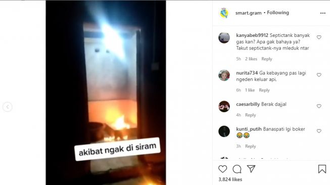 Ada Api Keluar Dari Lubang Kloset, Warganet : Ada Ghost Rider Numpang Berak
