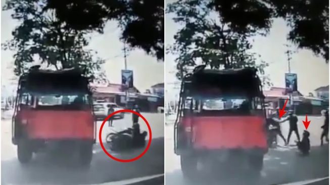Terjatuh Saat Hindari Razia, Wanita ini Malah Ditinggal Kabur Pasangannya