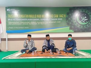 BPJS Ketenagakerjaan Sumut Gelar Peringatan Maulid Nabi Dengan Protokol Kesehatan