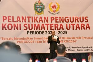 Hadiri Pelantikan Pengurus KONI Sumut Periode 2021-2025, Gubsu Ingatkan Tugas Berat Hadapi PON XX dan XXI