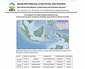 BMKG : Lima Titik Panas Terpantau di Sejumlah Wilayah Sumatera Utara