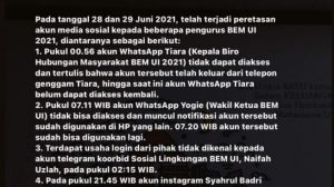 Usai Kritik Jokowi King of Lip Service, Akun Medsos Pengurus BEM UI Dibobol Hacker