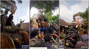 Tak Biasa, Pengantin Ini Diarak Menggunakan Traktor