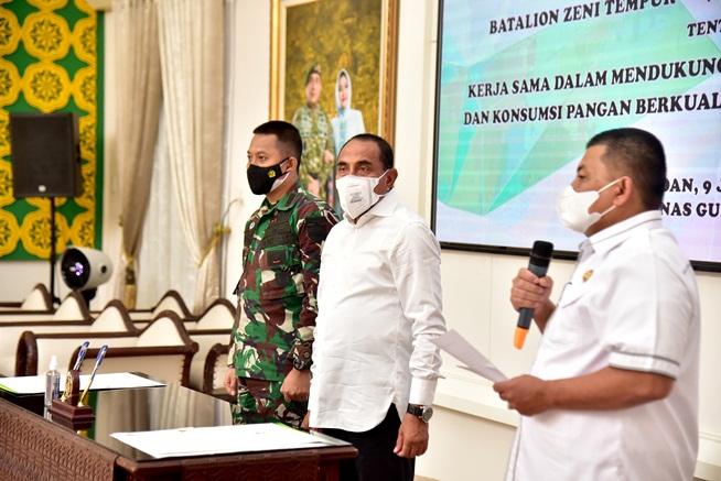 Kerja Sama Optimasi Lahan dengan Yon Zipur-1/DD, Gubsu Berharap Semakin Banyak Lahan Produktif di Sumut