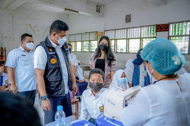 Capai 50 %, Tingkat Vaksinasi Pelajar di Medan Menjadi Yang Tertinggi di Sumut