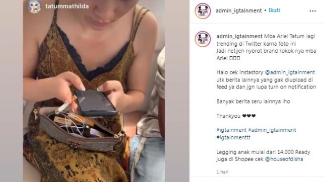 Aksi Ariel Tatum Merokok Jadi Viral, Ini Kata Netizen