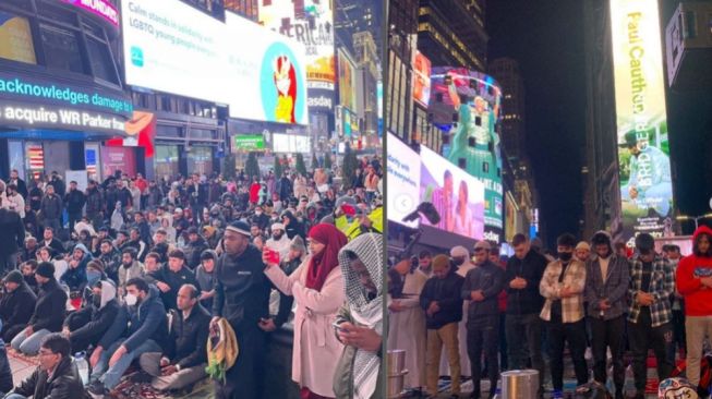 Untuk Pertama Kalinya, Umat Muslim di AS Gelar Salat Tarawih Berjamaah di Times Square New York