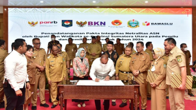 Bupati/Walikota Teken Pakta Integritas Netralitas ASN, Edy Rahmayadi : Tugas Pokok ASN Hanya Layani Rakyat