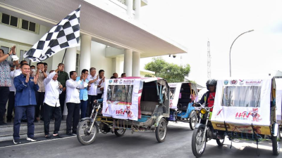 Sosialisasikan HPN, Gubsu Gunakan Ratusan Becak Motor